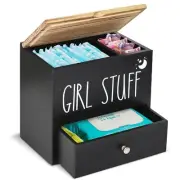 Tampon Holder for Bathroom Decor and Storage, Wood Feminine Product Organizer...