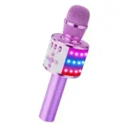 Kids Karaoke Microphone Bluetooth Wireless Mic for Adults Singing Light Purple