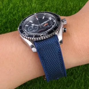森尼3C-柔軟矽膠手錶帶歐米茄海洋宇宙9900海馬8900尼龍錶帶20mm 22mm-品質保證