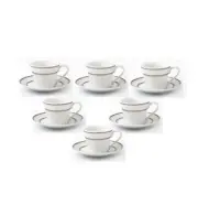 Lorren Home Trends 2 oz. White/Silver Porcelain Espresso Set (Set of 6)