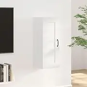 Hanging Cabinet High Gloss White 35x34x90 cm Engineered Wood Office Storage