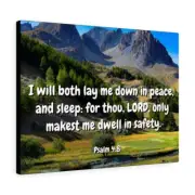 Psalm 4:8 Dwell In Safety Bible Verse Canvas Christian Wall Art
