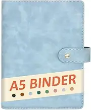 DONBAO A5 Binder 6 Ring Refillable Notebook Planner Journal Cover for A5 Planner Paper Inserts, PU Leather Loose Leaf Photocard Holder, Budget Binder Personal Organizer with Metal Buckle