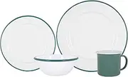 Argon Tableware Coloured Dinnerware Set - 16-Piece - Green Dinner Set Lightweight Camping Dinner Plates, Pasta Bowls, Coffee Mugs and Side Plates Dining Set