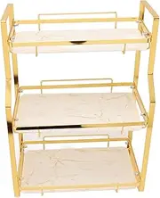 Bathroom Storage Shelf Corner Organizer Standing Rack Living Room Bedroom Kitchen White Gold (3 Tier)