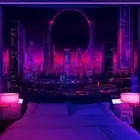 Anime City Large Wall Art Poster Blacklight Tapestry UV Reactive Wall Hanging