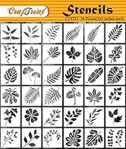 CrafTreat 36 Pcs Leaves Set Stencils for Painting on Canvas, Wall Art, Journal Notebook, Scrapbooking, Furniture & Room Decor - Reusable 3X3 Inches Types of Leaf Stencils Set for Home Decor