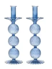 KIM SEYBERT IRIS CANDLESTICKS - CADET - set of 2 new in packaging