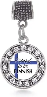 [Inspired Silver] Silver Circle Charm for Bracelet with Cubic Zirconia Jewelry