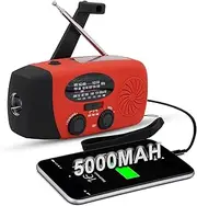 Upgraded Emergency Solar Weather Radio 5000mAh Power Bank Hurricane Supplies Earthquake Kit Hand Crank Self Powered AM/FM/WB NOAA Wind up Survival Radios LED Flashlight