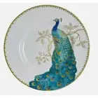 4pc 222 FIFTH Peacock Garden Porcelain Salad Plate Set Teal Gold Floral Scroll