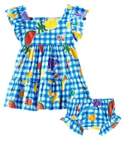 [Fabula] Fábula Baby checked cotton dress and bloomers set M 6 blue