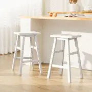 Artiss 2 x Wooden Kitchen Bar Stools Stool Backless Chairs Barstools White