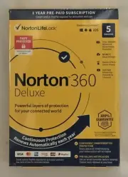 Norton 360 Deluxe: 5 Devices - 1 year, 50GB Cloud Storage, Secure VPN, more!