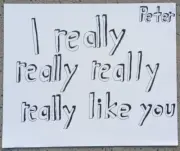 Original 14 by 17 Bristol Paper Pencil Drawing Block Letters I really Like You