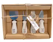 RAE DUNN BY MATENTA CHEESE KNIFE SET OF 4 SPREAD SLICE SLIVER SHAVE NIB
