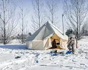 Tents Outdoor Large Canvas Waterproof Bell Tent and Angle Kit with Screened Wind