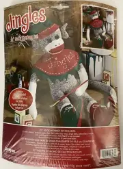 Vtg JINGLES 21” Christmas Elf SOCK MONKEY KIT Janlynn Elf Shoes New / Open Pkg