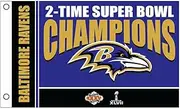 Team Sports America NFL Baltimore Ravens Multi-Win Superbowl Champions 3x5 Flag for Outside with Grommets | Outdoor & Indoor | Heavy Duty Flag & Banner | Works with Flag Pole for Outside House