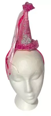 Mini PINK PRINCESS POINT HAT On Headband Adult Costume Crown Cap Wizard Fairy