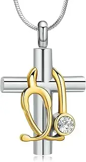 DOTUIARG Cross Cremation Jewelry for Ashes Stainless Steel Pendant Urn Necklace Keepsake Memorial Gift