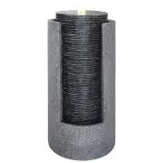 PROTEGE Two Tone Solar Tower Fountain Water Feature, Contemporary Design, with Panel Kit, LED Lights