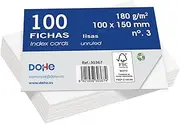 Dohe - Plain Card Sheets (100 pcs) - Cards for Writing Notes, Size A6 (15 x 10 cm), 180 g/m², No. 3, Office Supplies - White