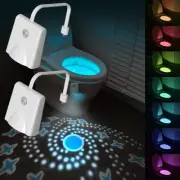 Motion Sensor Night Lights - 2 Pack 16 Color Changing Toilet Lights with Proj...