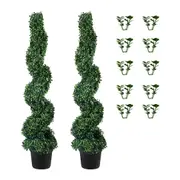 5' Spiral Boxwood Topiary Trees - Lush Faux Greenery for Indoor/Outdoor Decor