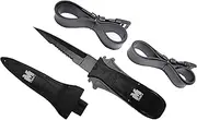 VM TOOLS - Dive Knife. 3 Inch Long Double Edged Stainless Steel Blade. Secure Sheath Latch and Clip, with 2 Straps for attaching to Boot, Legs, or arms.