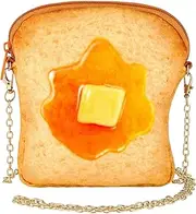 [Mixweer] Toast Purse Butter Toast Shoulder Bag Cross Body Handbag Small Novelty Purse Food Purse Cute Pouch Wallet with Strap Messenger Bag