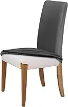 Sherwood Home Premium Faux Suede Eco-Friendly Durable Luxuriously Smooth to Touch Stretchable and Easy to Maintain Fabric Easy to Install Anti-Slip Dining Chair Cover Protector (1 Seater) - Charcoal