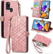 Compatible with Nokia C31 Case,Compatible with Nokia C31 Card Holder PU Leather Flip Stand Magnetic Closure Phone Cover Pink