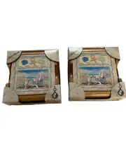 Beach Style Vintage Stone Art Absorbent Coaster Set of 8 New in box