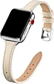 [Khxriypha] Slim Leather Bands Compatible with Apple Watch Band 38mm 40mm 41mm 42mm 44mm 45mm 49mm, Top Grain Leather Watch Thin Wristband for iWatch Ultra SE Series 1/2/3/4/5/6/7/8/9（black）