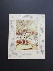 #K805- Unused Xmas Greeting Card Homestead Covered in Winters Snowfall