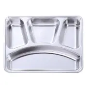 304Stainless Steel Bento Box Divided Plate With Lid For Kids And Adults 4 Compartment Lunch Food Containers Restaurant Tableware