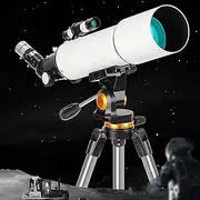 Telescope for Kids Adults Astronomy Beginners 80mm Refractor Telescopes,Low Light NightWaterproof HD,with Smartphone Adapter,Backpack and Moon Filter