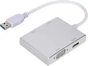 Converter Adapter, Multi-Functional Aluminum Alloy USB 3.0 to VGA//LAN/DVI Converter Adapter, Plug and Play.