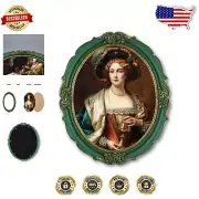 Antique Moss Green Oval Picture Frame 11x14 - Handmade Floral Gallery Frame