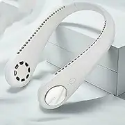 Neck Fan - Bladeless Hands Free Portable fan,Leafless Hanging Neck Fan,Rechargeable Mini USB Personal Fan,Headphone Design Wearable Neckband Fan,Air Circulation Neck Fan Fresh Air,3 Level Air Flow (White)