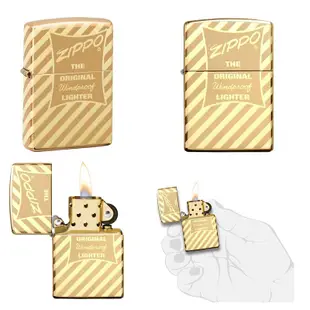 ZIPPO 復古金條紋防風打火機 49075 360°激光 高拋光 經典機頂盒 激光工藝 黃銅 復古包裝 終身保固