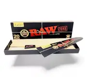 20 Pack Raw Black King Size Cones Pre Rolled Ultra Fine Natural Unrefined Paper