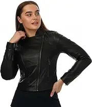 [ELLE] Women's Armin Leather Jacket in Black, Black, 8, Black, 8, Black