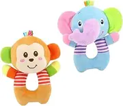 ERINGOGO 2pcs Plush Rattles Soft Hand Rattle for Early Education Shaped Design for Sensory Play and Development Safe for Newborns