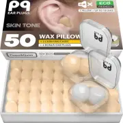 PQ Wax Ear Plugs for Sleep - 50 Beige Silicone Wax Earplugs for Sleeping & Sw...