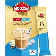 Moccona Coffee Sachets Hot/Iced Vanilla Latte 8 pack