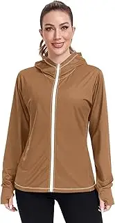 [ODAWA] Womens UPF Hoodie Light Salmon Long Sleeve Sun Shirt for Women with Pocket Womens SPF 50 Shirts Long Sleeve Lightweight