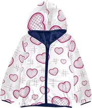 [GuoChe] Toddler Fleece Jacket Valentines Cute Light Pink Hearts Birthday Toddler Boy Dress Coat Navy Blue Stylish Baby Boy