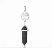 Tree of Life with LAVA STONE Double Terminated Point Necklace